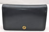Authentic Christian Dior Chain Shoulder Cross Body Bag Leather Navy Blue 3777K