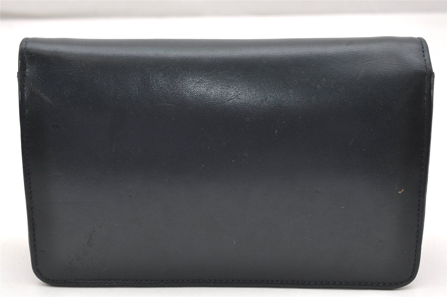 Authentic Christian Dior Chain Shoulder Cross Body Bag Leather Navy Blue 3777K