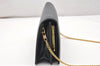 Authentic Christian Dior Chain Shoulder Cross Body Bag Leather Navy Blue 3777K