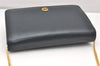 Authentic Christian Dior Chain Shoulder Cross Body Bag Leather Navy Blue 3777K