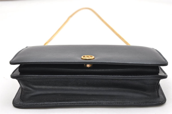 Authentic Christian Dior Chain Shoulder Cross Body Bag Leather Navy Blue 3777K