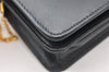 Authentic Christian Dior Chain Shoulder Cross Body Bag Leather Navy Blue 3777K
