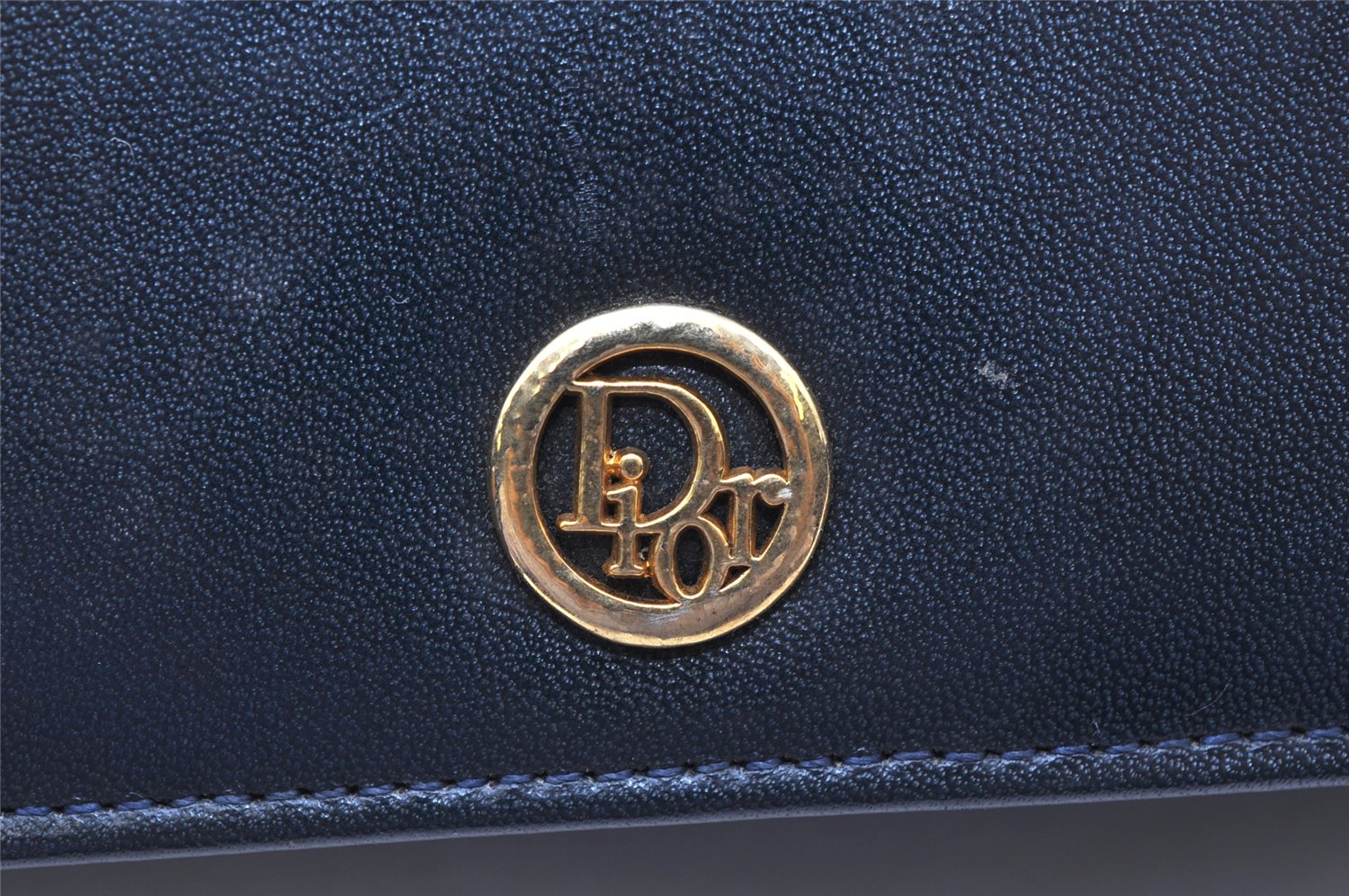 Authentic Christian Dior Chain Shoulder Cross Body Bag Leather Navy Blue 3777K
