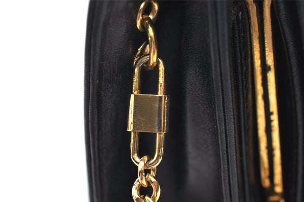 Authentic Christian Dior Chain Shoulder Cross Body Bag Leather Navy Blue 3777K
