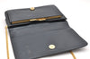 Authentic Christian Dior Chain Shoulder Cross Body Bag Leather Navy Blue 3777K