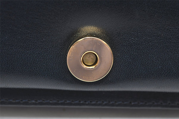 Authentic Christian Dior Chain Shoulder Cross Body Bag Leather Navy Blue 3777K