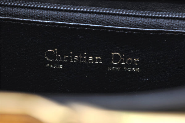 Authentic Christian Dior Chain Shoulder Cross Body Bag Leather Navy Blue 3777K