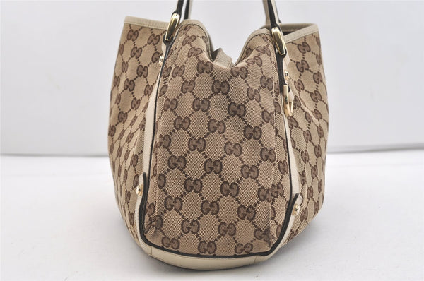 Authentic GUCCI Abbey Shoulder Tote Bag GG Canvas Leather 130736 Brown 3778J