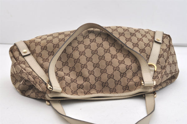 Authentic GUCCI Abbey Shoulder Tote Bag GG Canvas Leather 130736 Brown 3778J