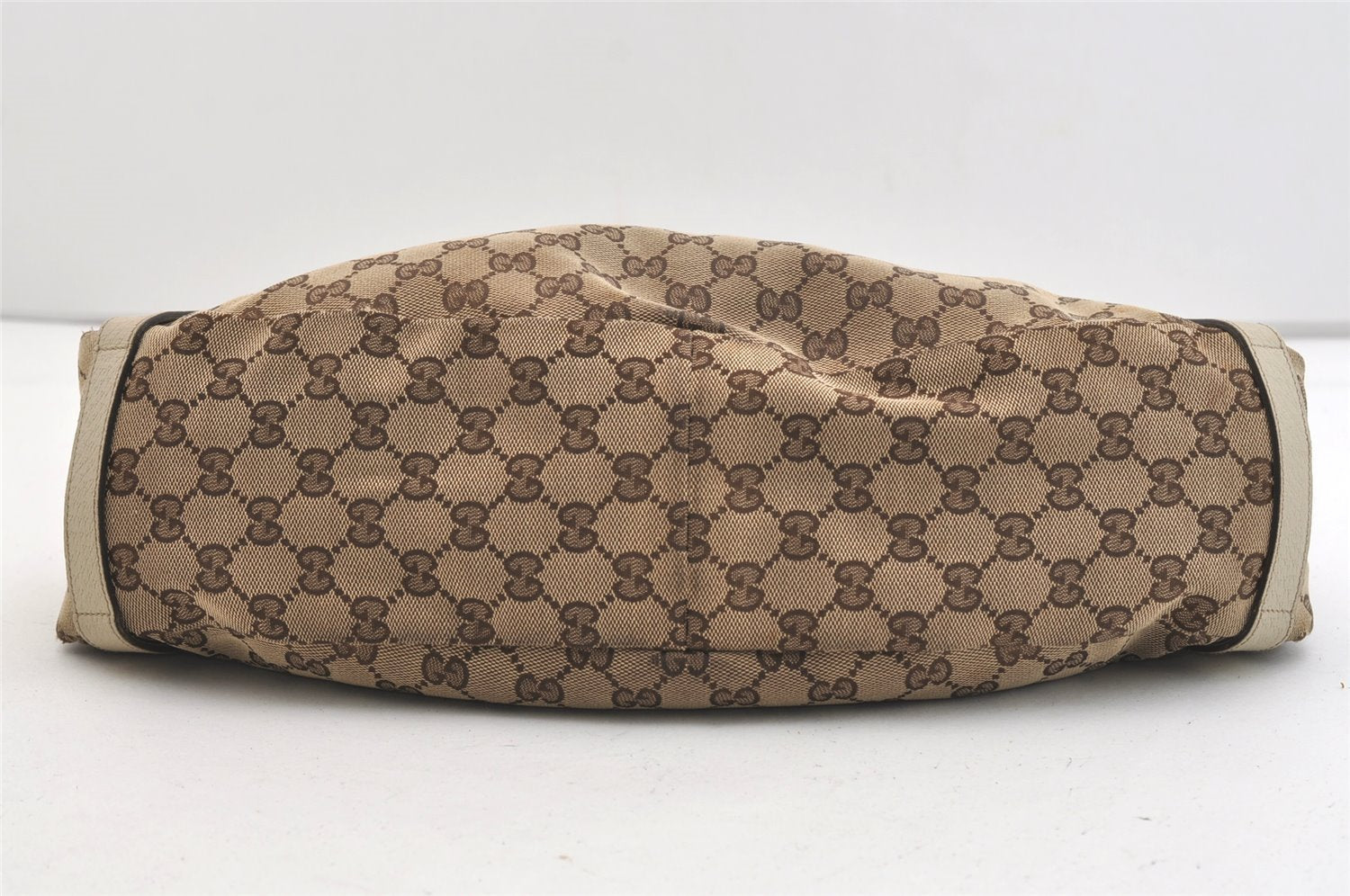 Authentic GUCCI Abbey Shoulder Tote Bag GG Canvas Leather 130736 Brown 3778J