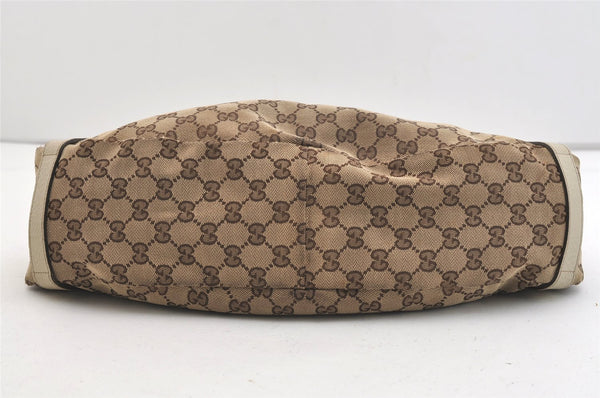 Authentic GUCCI Abbey Shoulder Tote Bag GG Canvas Leather 130736 Brown 3778J