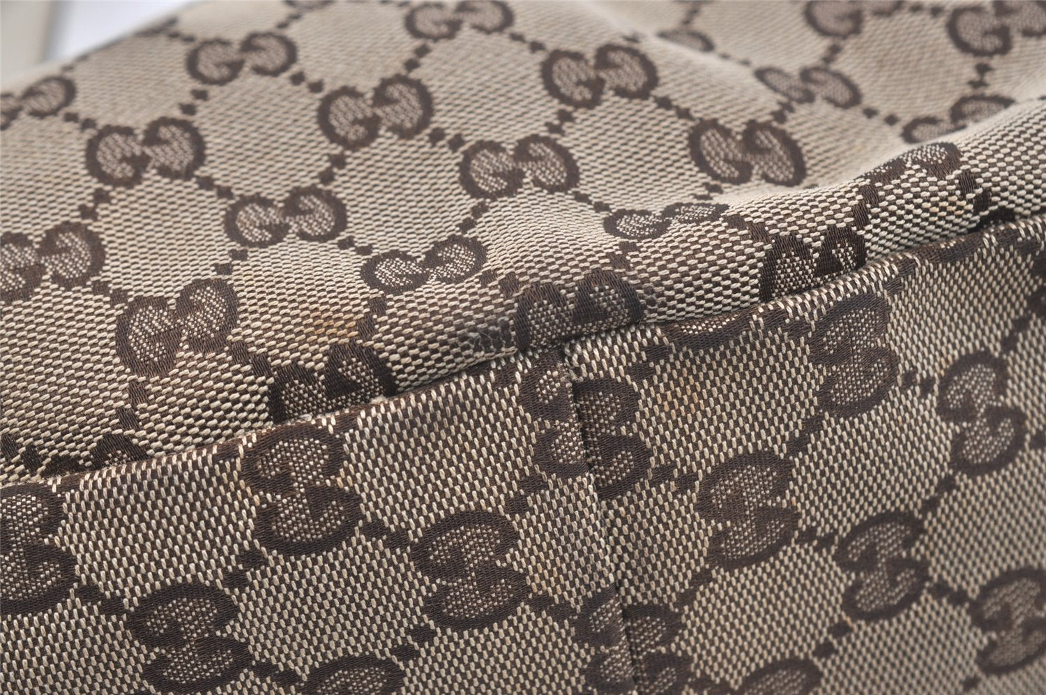 Authentic GUCCI Abbey Shoulder Tote Bag GG Canvas Leather 130736 Brown 3778J