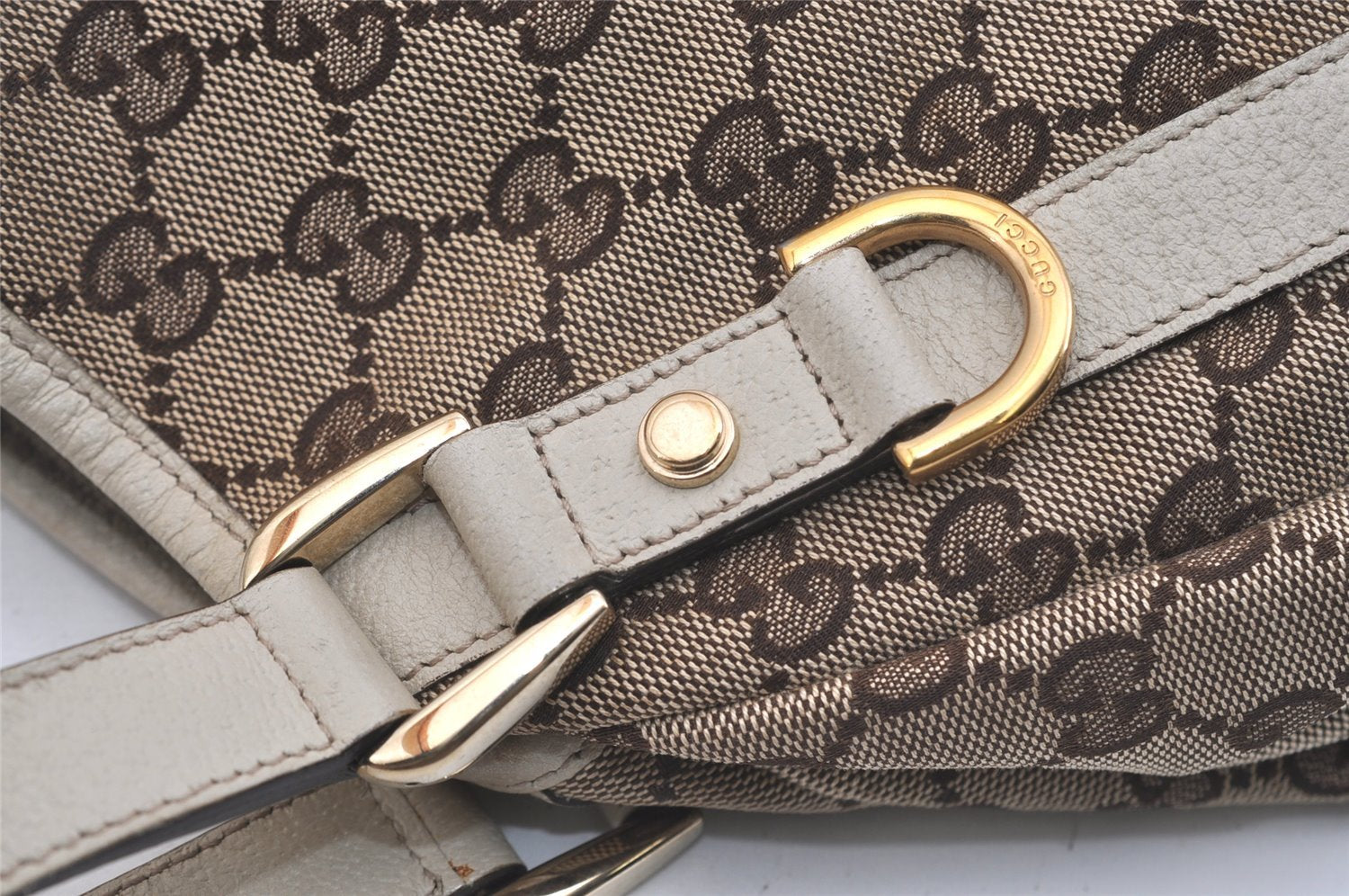 Authentic GUCCI Abbey Shoulder Tote Bag GG Canvas Leather 130736 Brown 3778J