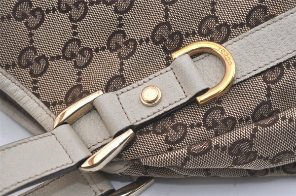 Authentic GUCCI Abbey Shoulder Tote Bag GG Canvas Leather 130736 Brown 3778J