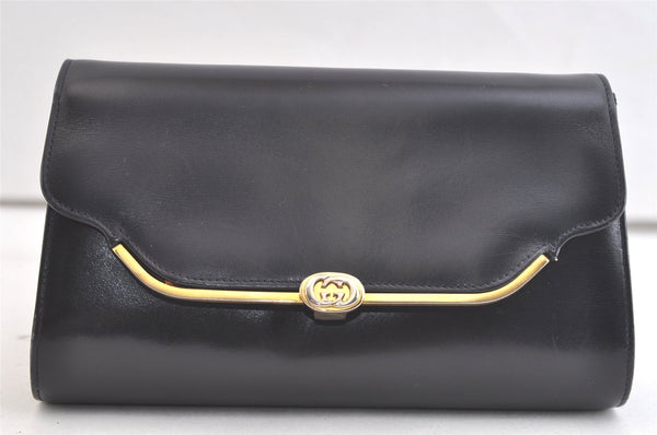 Authentic GUCCI Vintage Shoulder Hand Bag Purse Leather Navy Blue Junk 3778K