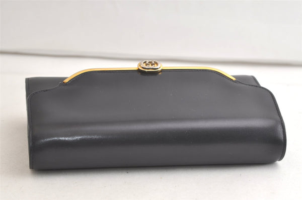 Authentic GUCCI Vintage Shoulder Hand Bag Purse Leather Navy Blue Junk 3778K