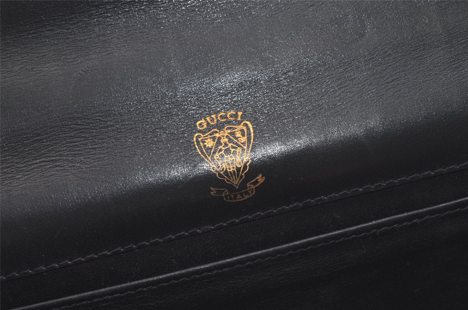 Authentic GUCCI Vintage Shoulder Hand Bag Purse Leather Navy Blue Junk 3778K