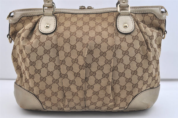 Authentic GUCCI Sukey 2Way Tote Bag GG Canvas Leather 285730 Brown 3779J
