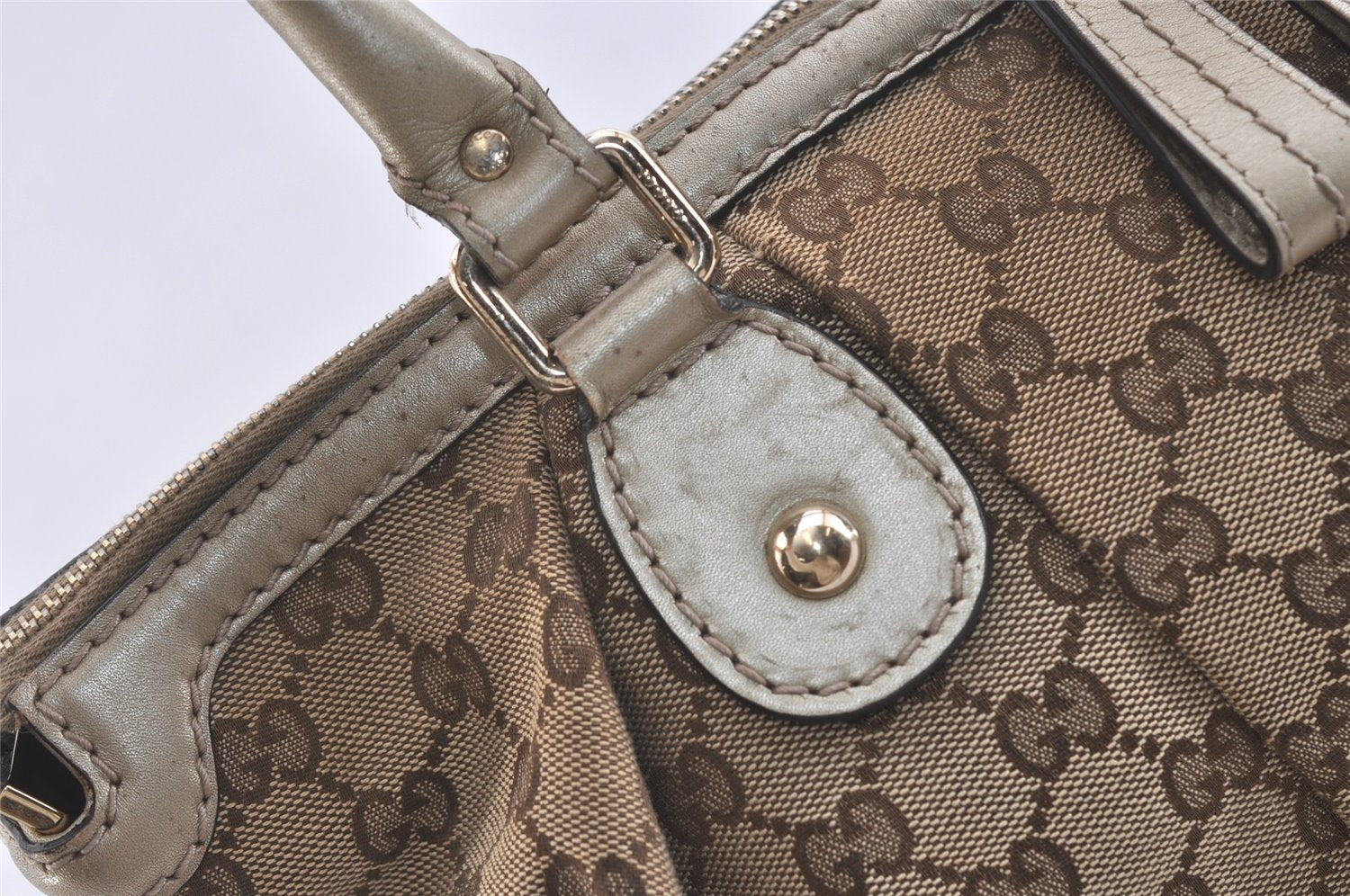 Authentic GUCCI Sukey 2Way Tote Bag GG Canvas Leather 285730 Brown 3779J