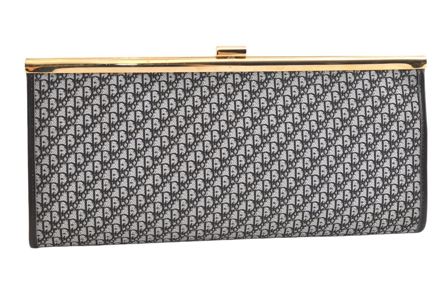 Authentic Christian Dior Trotter Clutch Hand Bag Canvas Leather Black 3779K