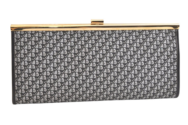 Authentic Christian Dior Trotter Clutch Hand Bag Canvas Leather Black 3779K