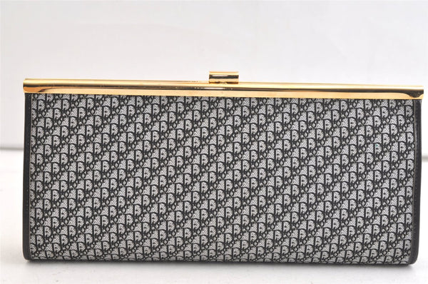Authentic Christian Dior Trotter Clutch Hand Bag Canvas Leather Black 3779K