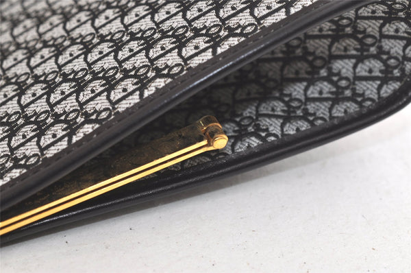 Authentic Christian Dior Trotter Clutch Hand Bag Canvas Leather Black 3779K