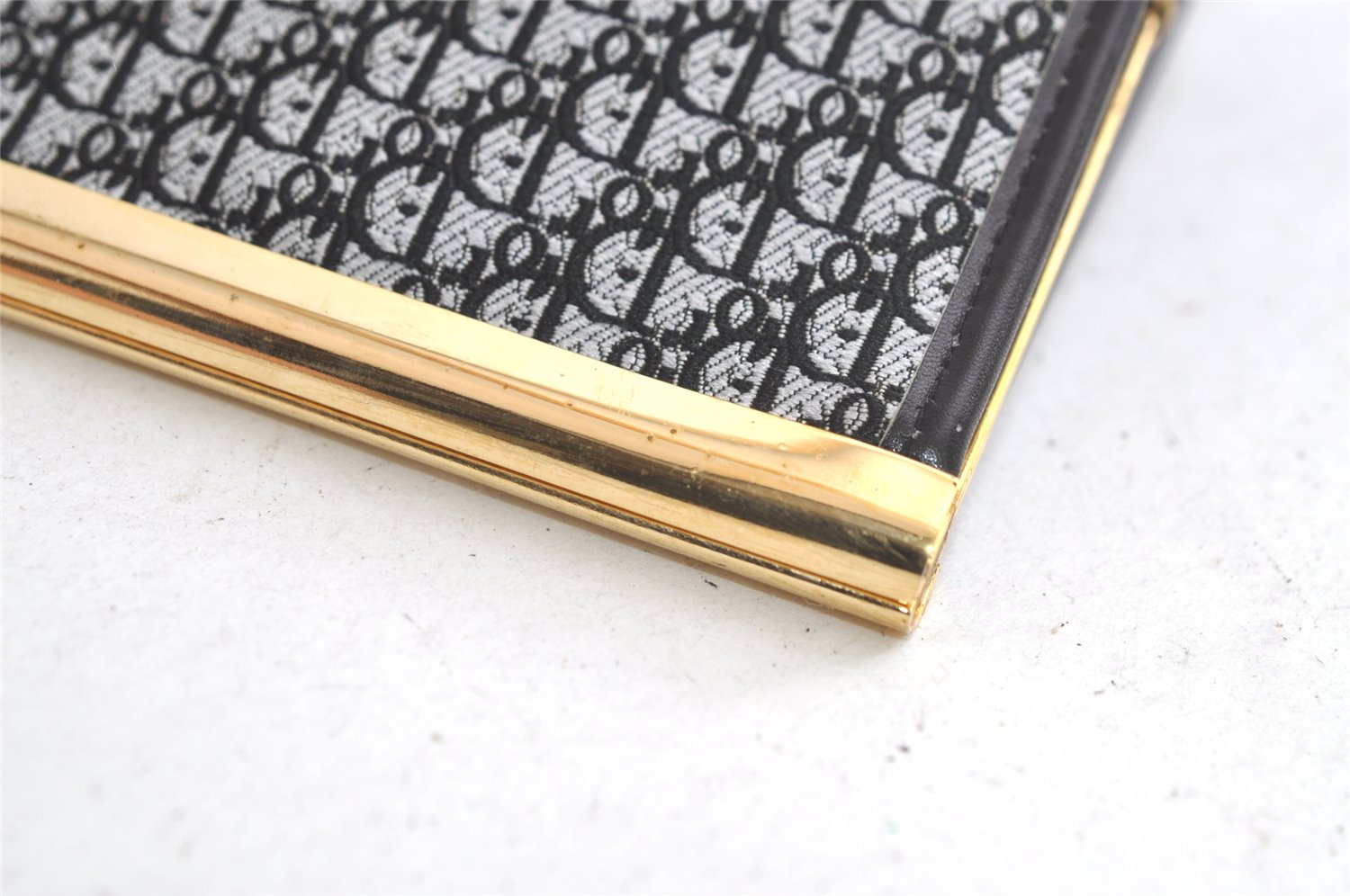 Authentic Christian Dior Trotter Clutch Hand Bag Canvas Leather Black 3779K