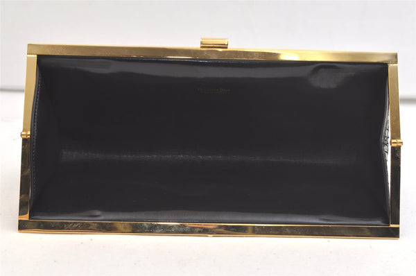 Authentic Christian Dior Trotter Clutch Hand Bag Canvas Leather Black 3779K