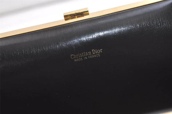 Authentic Christian Dior Trotter Clutch Hand Bag Canvas Leather Black 3779K