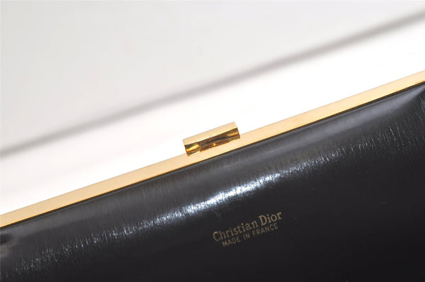 Authentic Christian Dior Trotter Clutch Hand Bag Canvas Leather Black 3779K