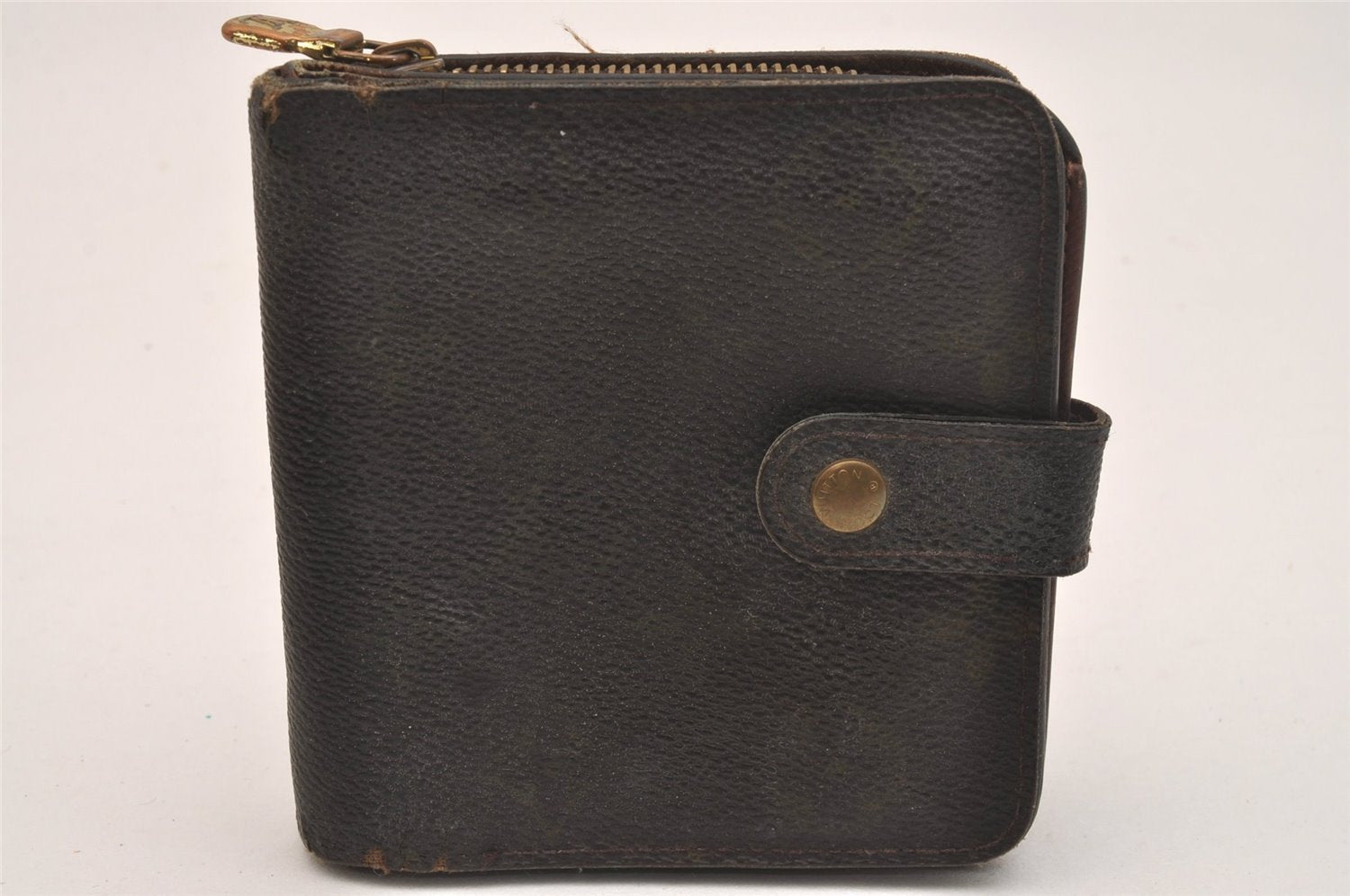 Authentic Louis Vuitton Monogram Compact Zip Bifold Wallet M61667 Junk 3780J