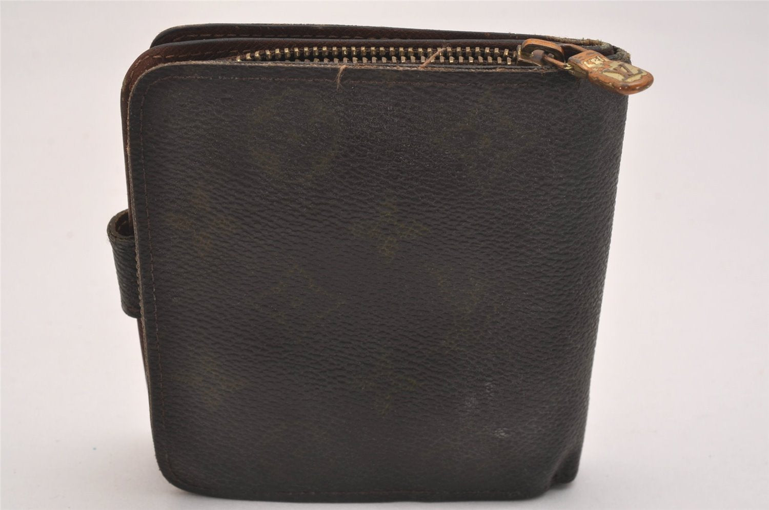 Authentic Louis Vuitton Monogram Compact Zip Bifold Wallet M61667 Junk 3780J
