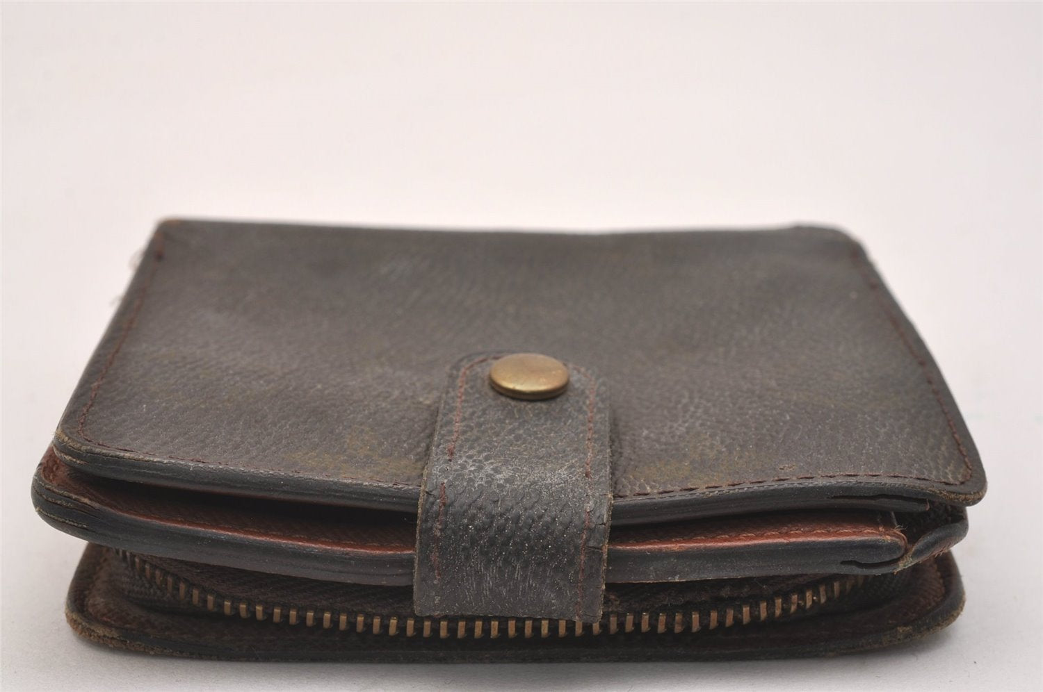 Authentic Louis Vuitton Monogram Compact Zip Bifold Wallet M61667 Junk 3780J