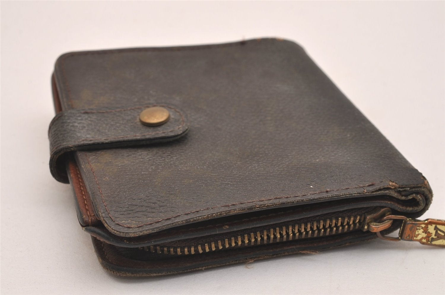 Authentic Louis Vuitton Monogram Compact Zip Bifold Wallet M61667 Junk 3780J