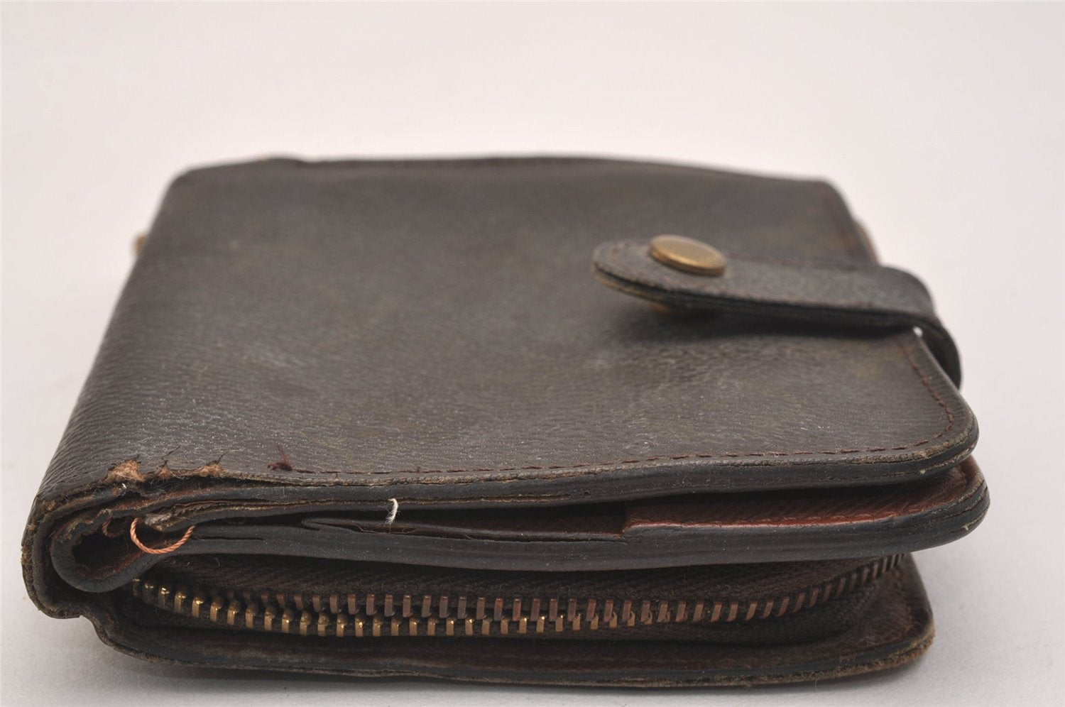 Authentic Louis Vuitton Monogram Compact Zip Bifold Wallet M61667 Junk 3780J