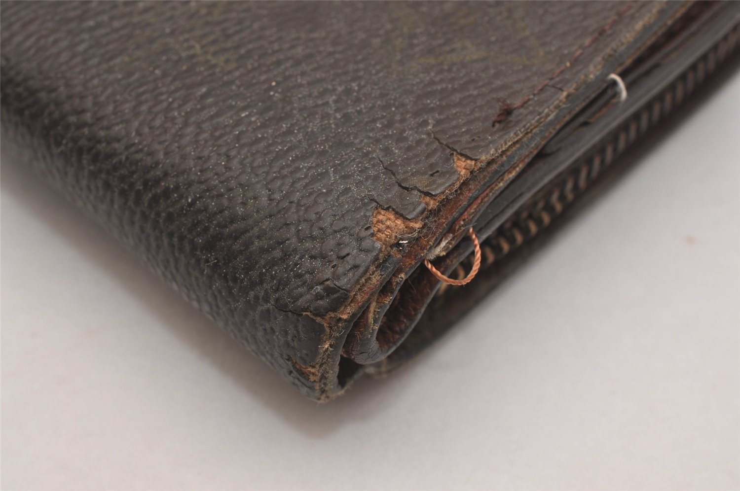 Authentic Louis Vuitton Monogram Compact Zip Bifold Wallet M61667 Junk 3780J
