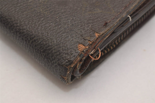 Authentic Louis Vuitton Monogram Compact Zip Bifold Wallet M61667 Junk 3780J