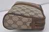Authentic GUCCI Web Sherry Line Clutch Hand Bag Purse GG PVC Leather Brown 3781I