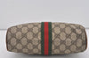 Authentic GUCCI Web Sherry Line Clutch Hand Bag Purse GG PVC Leather Brown 3781I