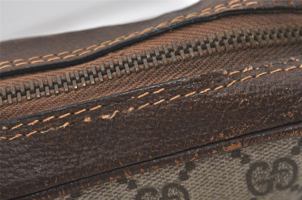 Authentic GUCCI Web Sherry Line Clutch Hand Bag Purse GG PVC Leather Brown 3781I