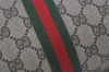 Authentic GUCCI Web Sherry Line Clutch Hand Bag Purse GG PVC Leather Brown 3781I