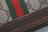 Authentic GUCCI Web Sherry Line Clutch Hand Bag Purse GG PVC Leather Brown 3781I