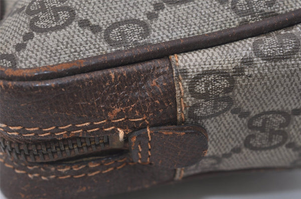 Authentic GUCCI Web Sherry Line Clutch Hand Bag Purse GG PVC Leather Brown 3781I