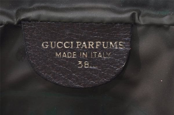 Authentic GUCCI Web Sherry Line Clutch Hand Bag Purse GG PVC Leather Brown 3781I