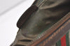 Authentic GUCCI Web Sherry Line Clutch Hand Bag Purse GG PVC Leather Brown 3781I