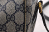 Authentic GUCCI Sherry Line Shoulder Bag GG PVC Leather Navy Blue Junk 3782I
