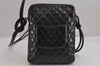 Authentic CHANEL Cambon Line Quilted CC Logo Calf Skin Shoulder Bag Black 3784J