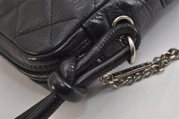 Authentic CHANEL Cambon Line Quilted CC Logo Calf Skin Shoulder Bag Black 3784J