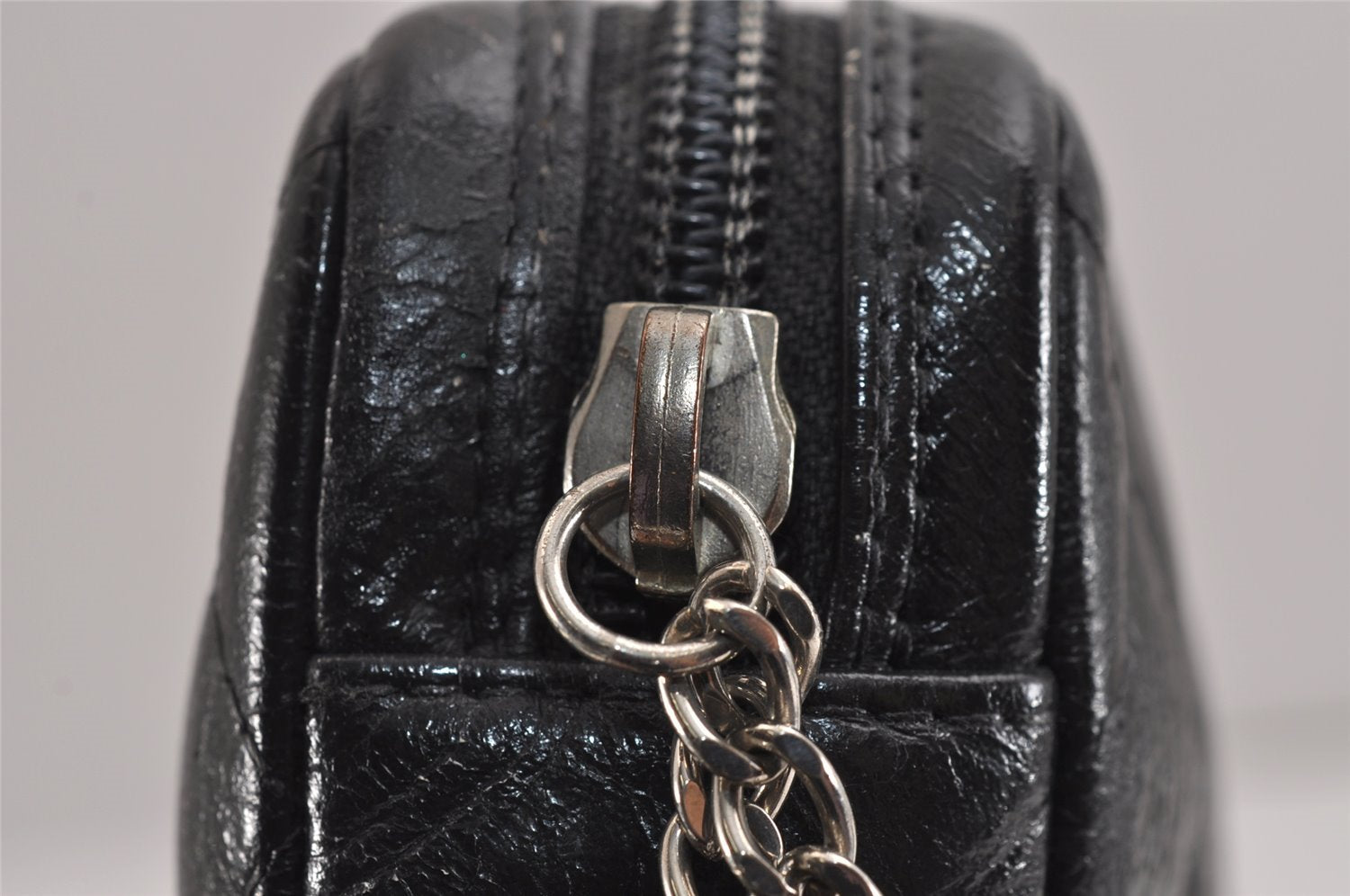 Authentic CHANEL Cambon Line Quilted CC Logo Calf Skin Shoulder Bag Black 3784J